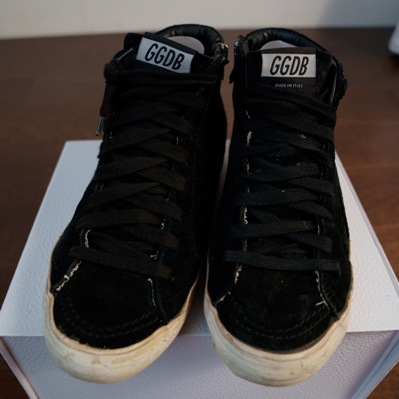 GOLDEN GOOSE Golden Goose Black Suede Leather Slide High Top Sneaker Size 39 / 8 - Picture 5 of 12